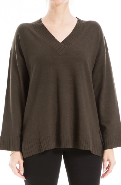 Max Studio Boxy Pocket Sweater In Army