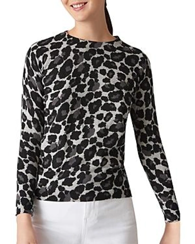 Whistles Leopard Print Sweater In Gray Marl