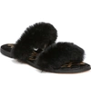 Sam Edelman Griselda Faux Fur Slide Sandal In Black Faux Fur