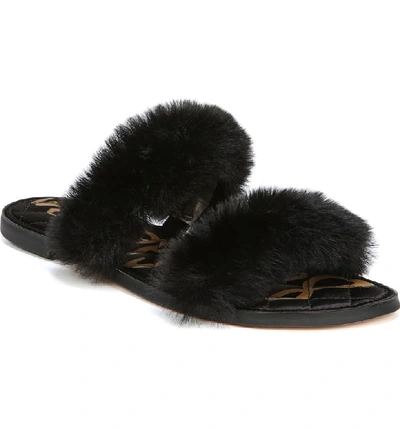 Sam Edelman Griselda Faux Fur Slide Sandal In Black Faux Fur
