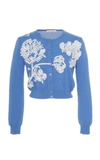 Oscar De La Renta Embellished Cardigan In Blue