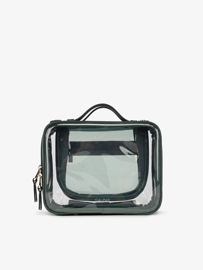 Calpak Medium Clear Cosmetics Case In Emerald In Black