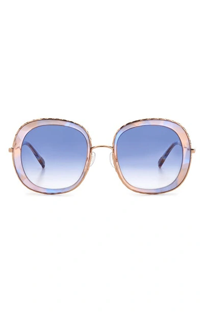 Missoni 53mm Round Sunglasses In Azul Havana Pink/ Violet