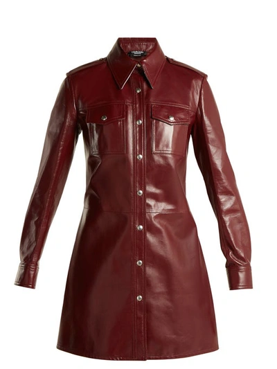 Calvin Klein 205w39nyc Leather Button-through Shirtdress In Mulberry