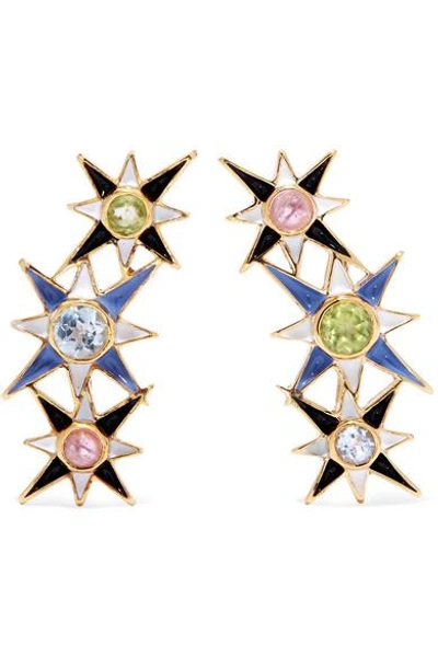 Percossi Papi Gold-plated And Enamel Multi-stone Earrings