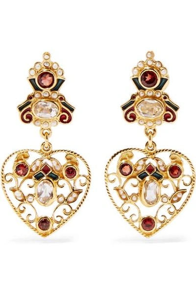 Percossi Papi 搪瓷、多种宝石、镀金耳环 In Gold