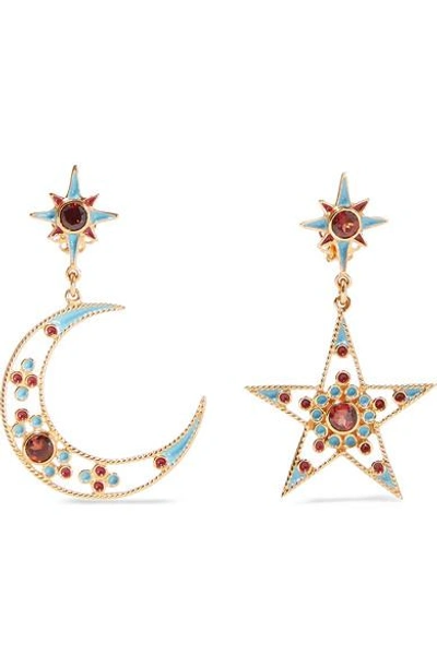 Percossi Papi Gold-plated And Enamel Garnet Earrings In Turquoise