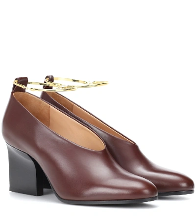 Jil Sander Ring Leather Pumps In Merlot