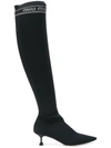 Miu Miu Ribbed-knit Over-the-knee Sock Boots In Black