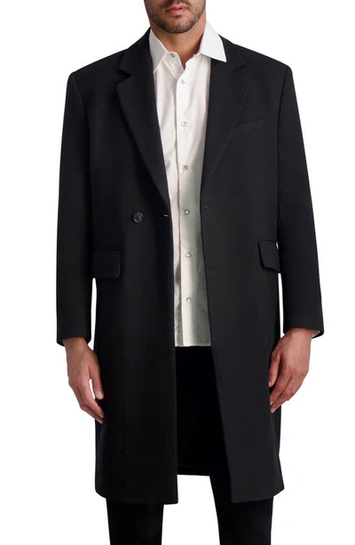 Karl Lagerfeld One Button Notched Lapel Topcoat In Black