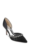 Badgley Mischka Everley Crystal Tulle Cocktail Pumps In Black Satin