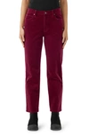 Eileen Fisher High Waist Ankle Straight Leg Corduroy Pants In Red Cedar