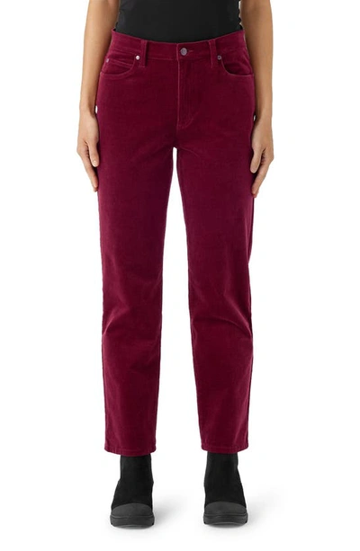 Eileen Fisher High Waist Ankle Straight Leg Corduroy Pants In Red Cedar