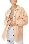 Free People We The Free Ruby Fleece Shirt Jacket In Sweetheart Sunrise