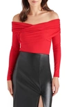 Steve Madden Off Shoulder Crossover In Salsa Red