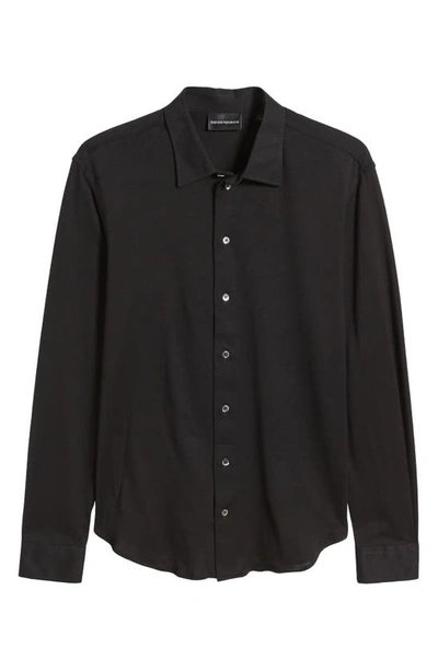 Emporio Armani Cotton Button-up Sport Shirt In Black