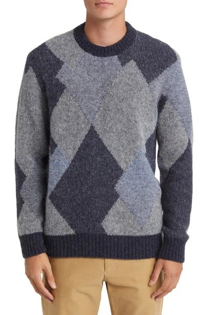 Nn07 Brady 6531 Jacquard Wool Blend Crewneck Sweater In Grey Melange