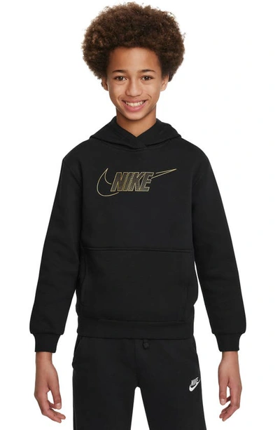 Nike Kids' Sportswear Club Graphic Fleece Hoodie In Black