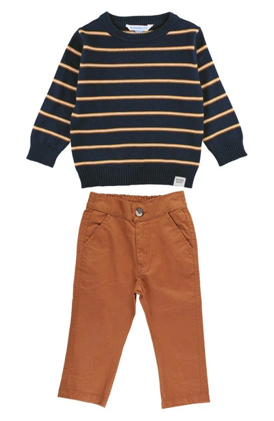 Ruggedbutts Babies'  Stripe Sweater & Chinos Set In Caramel