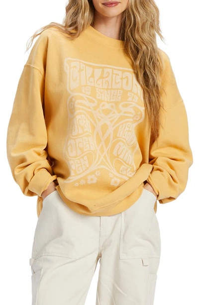 Billabong Ride In Cotton Blend Graphic Sweatshirt In Gold Coast