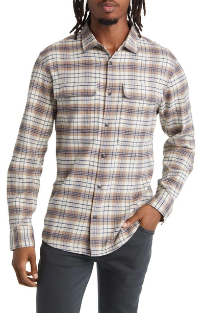 Good Man Brand Stadium Shirt Jacket In Oatmeal Dayton Plaid