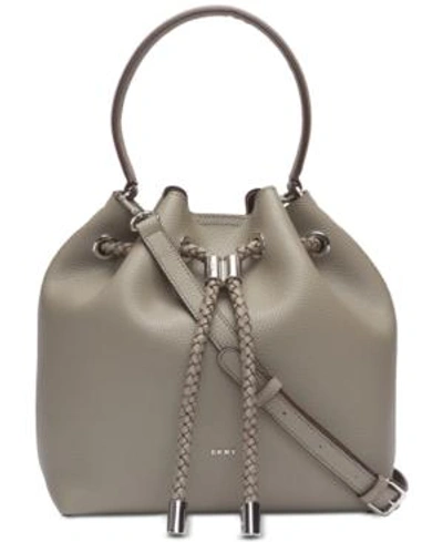Dkny Alice Drawstring Shoulder Bag, Created For Macy's In Clay/silver