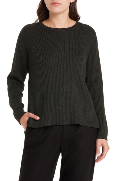 Eileen Fisher Crewneck Rib Top In Ivy