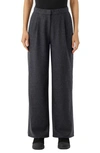 Eileen Fisher Pleated High Waist Wide Leg Pants In Charcoal