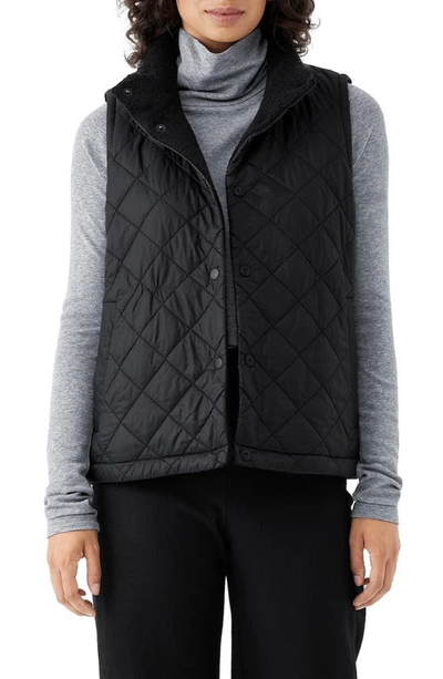 Eileen Fisher Reversible Quilted Vest In Black
