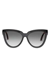 Le Specs Liar Liar 57mm Cat Eye Sunglasses In Grey / Brown Grad