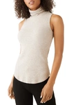 Fifteen Twenty Turtleneck Sleeveless Ribbed Sweater In Oat