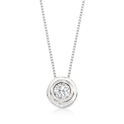 Ross-simons Bezel-set Diamond Solitaire Necklace In 14kt White Gold In Silver