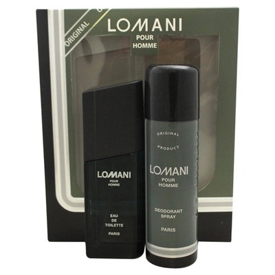 Lomani For Men 2 Pc Gift Set 3.3oz Edt Spray, 6.6oz Deodorant Spray In White