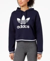 Adidas Originals Active Icons Cropped Hoodie In Legend Ink