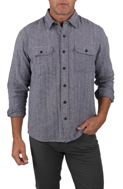 Tailor Vintage Blanket Long Sleeve Button-up Shirt In Navy Herringbone