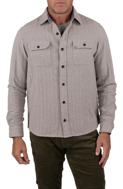 Tailor Vintage Blanket Long Sleeve Button-up Shirt In Gray Herringbone