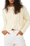 Free People Cutting Edge Cotton Cable Sweater In Ivory