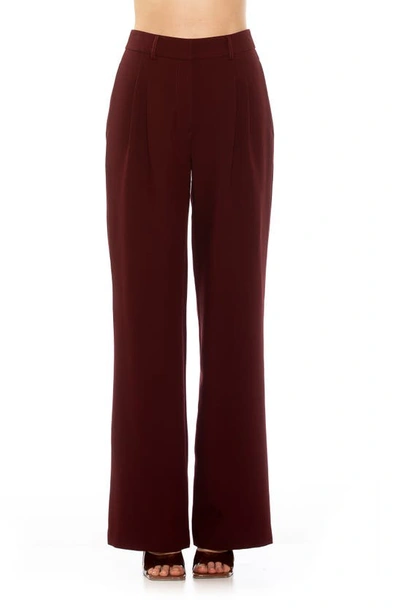 Alexia Admor Ellie Pleated Wide Leg Pants In Dark Red