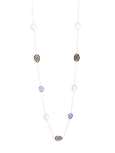 Saks Fifth Avenue Tri-tone Quartz Single Strand Necklace In Silver