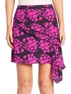 Tanya Taylor Asymmetrical Floral-print Skirt In Fuchsia