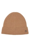 Bruno Magli Honeycomb Knit Cashmere Beanie In Camel