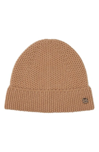 Bruno Magli Honeycomb Knit Cashmere Beanie In Camel