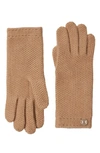 Bruno Magli Cashmere Honeycomb Knit Gloves In Camel