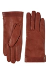 Bruno Magli Cashmere Lined Leather Gloves In Vicuna