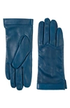 Bruno Magli Cashmere Lined Leather Gloves In Blue