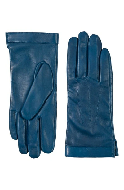 Bruno Magli Cashmere Lined Leather Gloves In Blue