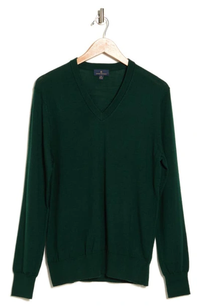 Brooks Brothers Merino Wool V-neck Sweater In Green