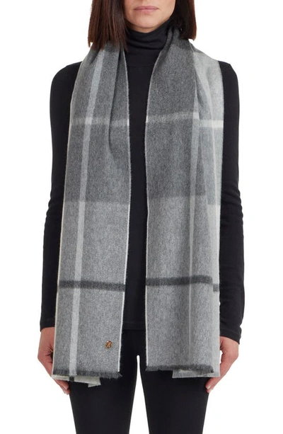 Bruno Magli Plaid Cashmere Scarf In Grey