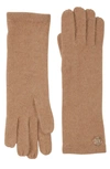 Bruno Magli Cashmere Jersey Knit Gloves In Camel