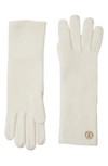 Bruno Magli Cashmere Jersey Knit Gloves In Ivory